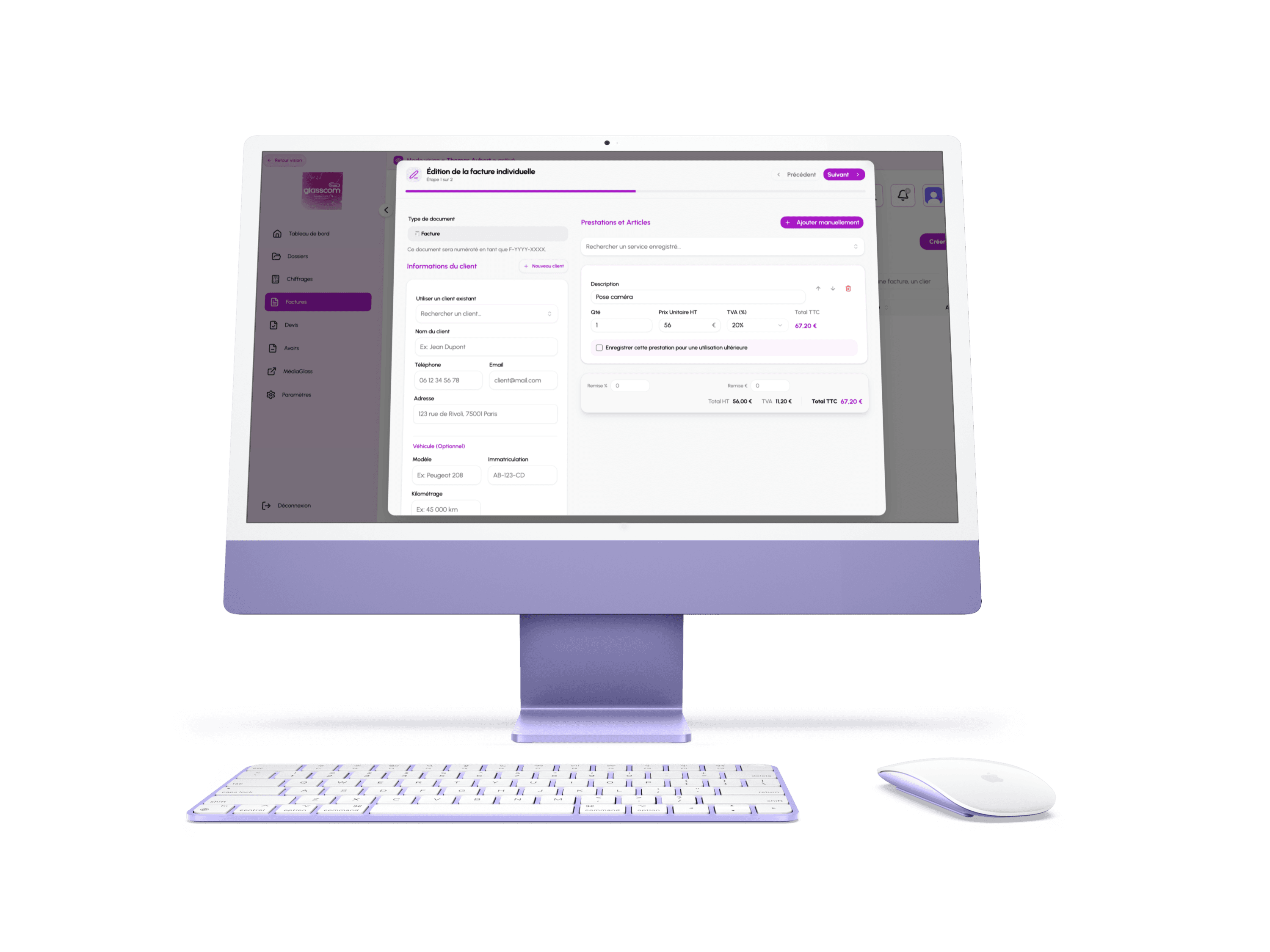 Tableau de bord GlassCom